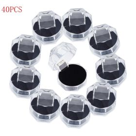 40pcs Black Clear Plastic Ring Boxes Crystal Earrings Jewelry Storage Boxes Display Organizer Case With Foam Insert