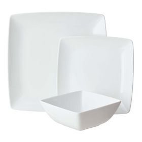 Better Homes & Gardens- Loden White Square Porcelain 12-Piece Dinnerware Set