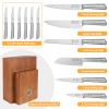 13 Pieces Kitchen Knife Set with Block;  German Steel Knife Block Set with 6pcs Serrated Steak Knives;  Ultra Sharp Chef Knife Set with Hollow Handle