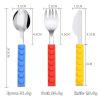 Kids'  3Pcs Flatware with Brick Toy Silicone Handle Childrens Stainless Steel Silverware Toddler Utensils Spoons+Forks+Knife Set