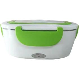 Insulated Lunch Box Large Capacity Heated Electric Lunch Box Stainless Steel Car Bento Box (Option: Green-American Standard)