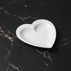 White Ceramic Heart-shaped Plate Household Ceramics (Option: Small Plate)