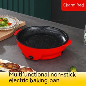 Takeaway Electric Baking Pan Mini Electric Griddle Household Non-stick Barbecue Oven Ingredients Supermarket Plate (Option: Charm Red-26cm-EU)