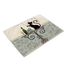 Animal Cat Heat Proof Mat Western-style Placemat Fabric Tableware (Option: MA0125 9)