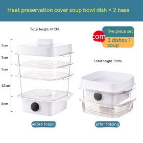 Multi-layer Dish Cover Heat Preservation Kitchen Cover Dining Table Leftover Storage Box Transparent Stack Cooking Hood Steamer (Option: C-White)