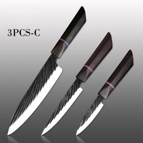 Stainless Steel Hand Forged Kitchen Knife (Option: 3pcsC)