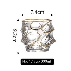 Golden Trim Gold Line Wine Glass Whiskey Decoration Cup (Option: Gold Painting No 17 Cup 300ml)