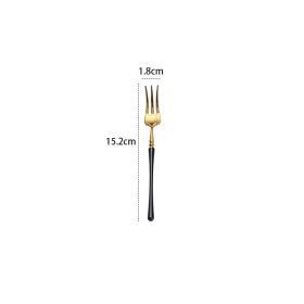 Stainless Steel 304 Knife, Fork And Spoon Tableware Black Gold (Option: Cake Fork Black Gold)