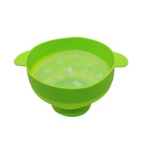 Silicone Popcorn Bowl With Handle (Color: Green)