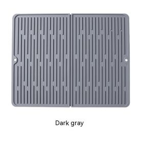Foldable Thickened Heat Insulation Non-slip Silicone Draining Pad (Option: Dark Gray-45X40 With Storage Port)