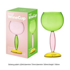 Borosilicate Handmade Red Wine Glass (Option: Green Burgundy Cup 420ml)