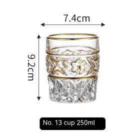 Golden Trim Gold Line Wine Glass Whiskey Decoration Cup (Option: Gold Painting No 13 Cup 250ml)