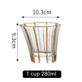Golden Trim Gold Line Wine Glass Whiskey Decoration Cup (Option: Gold Painting No 10 Cup 280ml)