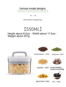 Transparent Stackable Kitchen Dry Goods Crisper (Option: White 550 Ml)