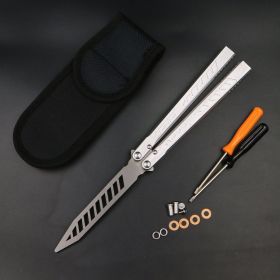 Wing Pictograph Butterfly Knife Aluminum Alloy Handle Safety Practice Not Cutting Edge (Option: White white)
