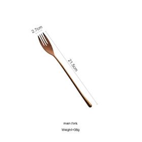 Japanese 304 Stainless Steel Rose Gold Knife, Fork And Spoon Chopsticks (Option: Dinner Fork)