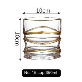 Golden Trim Gold Line Wine Glass Whiskey Decoration Cup (Option: Gold Painting No 15 Cup 350ml)