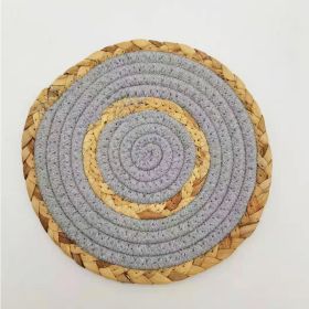 Home Straw Cotton String Placemat (Option: Light Gray-18cm About 58g)