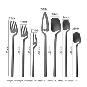 304 Stainless Steel Tableware Knife And Fork Stirring Spoon (Option: Black 7pcs set-4set)