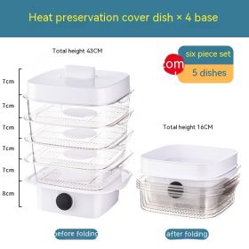 Multi-layer Dish Cover Heat Preservation Kitchen Cover Dining Table Leftover Storage Box Transparent Stack Cooking Hood Steamer (Option: D-White)