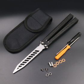 Wing Pictograph Butterfly Knife Aluminum Alloy Handle Safety Practice Not Cutting Edge (Option: Black white1)