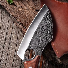 Segmented Forged Leather Sheath Sharp Non-grinding Picnic Knife (Option: Ring vegetables cut-Without sheath)