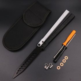 Wing Pictograph Butterfly Knife Aluminum Alloy Handle Safety Practice Not Cutting Edge (Option: Black white black)