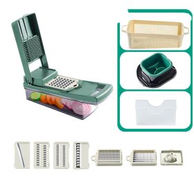 Multifunctional Vegetable Slicer Cutter Onion Cheese Grater Potato Slicer Cutters For Kitchen Accessories (Color: Green)
