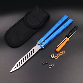 Wing Pictograph Butterfly Knife Aluminum Alloy Handle Safety Practice Not Cutting Edge (Option: Blue white)