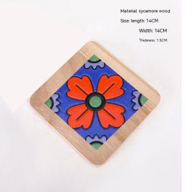 Vintage Solid Wood Tile Handle Potholder (Option: Square Model I)