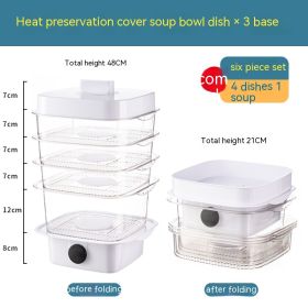 Multi-layer Dish Cover Heat Preservation Kitchen Cover Dining Table Leftover Storage Box Transparent Stack Cooking Hood Steamer (Option: E-White)
