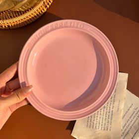 INS Wind Home Cream Ceramic Plate (Option: Coral powder-8inch)