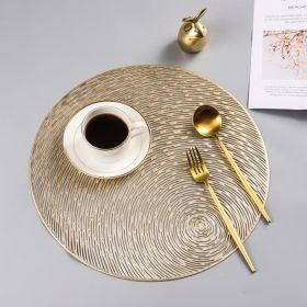 Stylish Round Dining Table Kitchen Hollow Pvc Heat Proof Mat (Color: gold)
