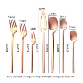 304 Stainless Steel Tableware Knife And Fork Stirring Spoon (Option: Rose gold 7pcs set-4set)