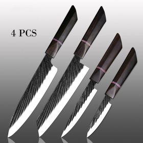 Stainless Steel Hand Forged Kitchen Knife (Option: 4pcs)