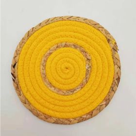 Home Straw Cotton String Placemat (Option: Orange Yellow-18cm About 58g)