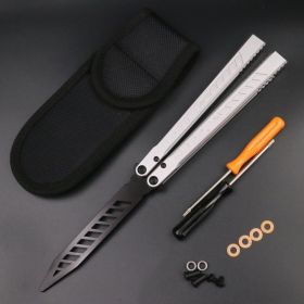 Wing Pictograph Butterfly Knife Aluminum Alloy Handle Safety Practice Not Cutting Edge (Option: White black)