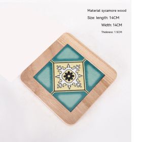 Vintage Solid Wood Tile Handle Potholder (Option: Square Model G)