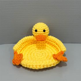Crocheted Cute Duck Polyester Teacup Mat Heat Insulation (Option: Yellow Little Duck)