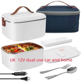 Car Mounted Household Stainless Steel Heating Lunch Box (Option: White-UK-12V)