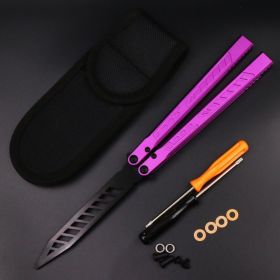 Wing Pictograph Butterfly Knife Aluminum Alloy Handle Safety Practice Not Cutting Edge (Option: Purple black)