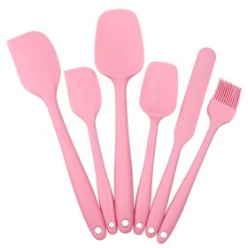 6pcs Silicone Kitchenware Set; Kitchen Supplies; Baking Supplies; Large Scraper; Spatula; Baking Tools; Cake Cream Spatula; Kitchen Tool Set (Color: 6PCS Pink)
