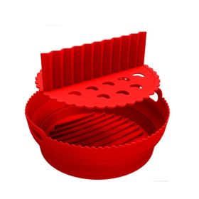 1pc Foldable Air Fryer Silicone Pot With Split Pad Basket Liner Mat Non-Stick For Oven Baking Tray Pizza Plate Grill Pot Tray (Color: Red)