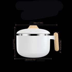 1pc 304 Stainless Steel Instant Noodle Bowl; Large Capacity Instant Noodle Bowl With Lid; Dual-purpose Anti-scalding Portable Tableware (Color: White)