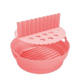 1pc Foldable Air Fryer Silicone Pot With Split Pad Basket Liner Mat Non-Stick For Oven Baking Tray Pizza Plate Grill Pot Tray (Color: Pink)