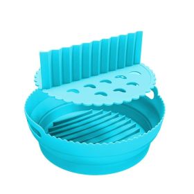 1pc Foldable Air Fryer Silicone Pot With Split Pad Basket Liner Mat Non-Stick For Oven Baking Tray Pizza Plate Grill Pot Tray (Color: Blue)