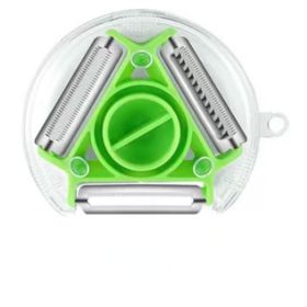 1pc 3 In 1 Peeler Stainless Steel Slicer Multifunctional Vegetable Cutter Portable Fruit Gadget Potato Grater Kitchen Accessories (Color: Green)