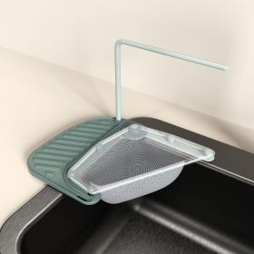 2pcs Kitchen Sink Drain Rack With Filter Multi-Functional Triangular Sink Rack Disposable Kitchen Waste Filter (Color: Green)
