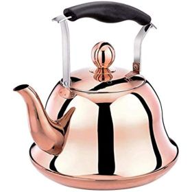 Rose Gold Stainless Steel Kettle; Streamlined Spout; Anti-scalding Handle; tea Kettle for Stove Top Whistling (Size : 4L) (size: 3L)