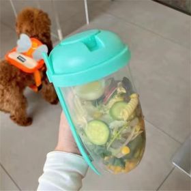 1pc Fresh Salad Cup; Keep Fit Salad Meal Shaker Cup; 1000ml/33.81oz; Portable Fruit Vegetable Milk Cup; 7.87''X2.33'' (Color: Mint Green)